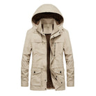 Veste à capuche homme, zip et boutons, poches multiples