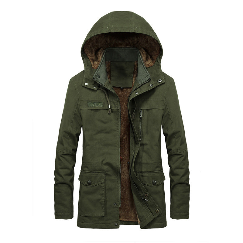 Veste à capuche homme, zip et boutons, poches multiples