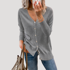 Ines Paris | Cardigan Femme Col V Boutonné en Maille