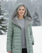 Manteau d'hiver femme doublé polaire capuche amovible