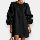 Ines Paris | Robe Fleurie Femme Fleurs en Relief Manches Ballon