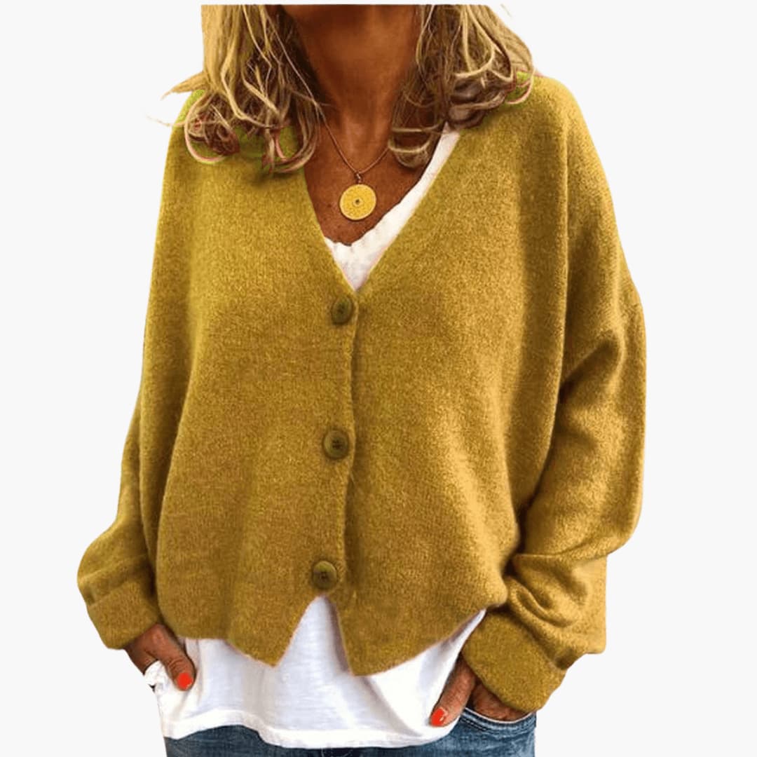 Ines Paris | Cardigan femme col V en maille douce boutonné