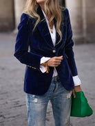 Ines Paris | Blazer velours femme cintré à boutons dorés
