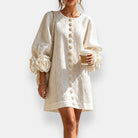 Ines Paris | Robe Fleurie Femme Fleurs en Relief Manches Ballon