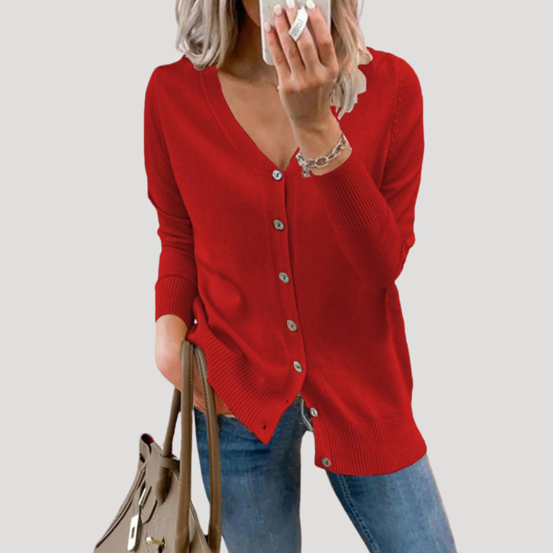 Ines Paris | Cardigan Femme Col V Boutonné en Maille