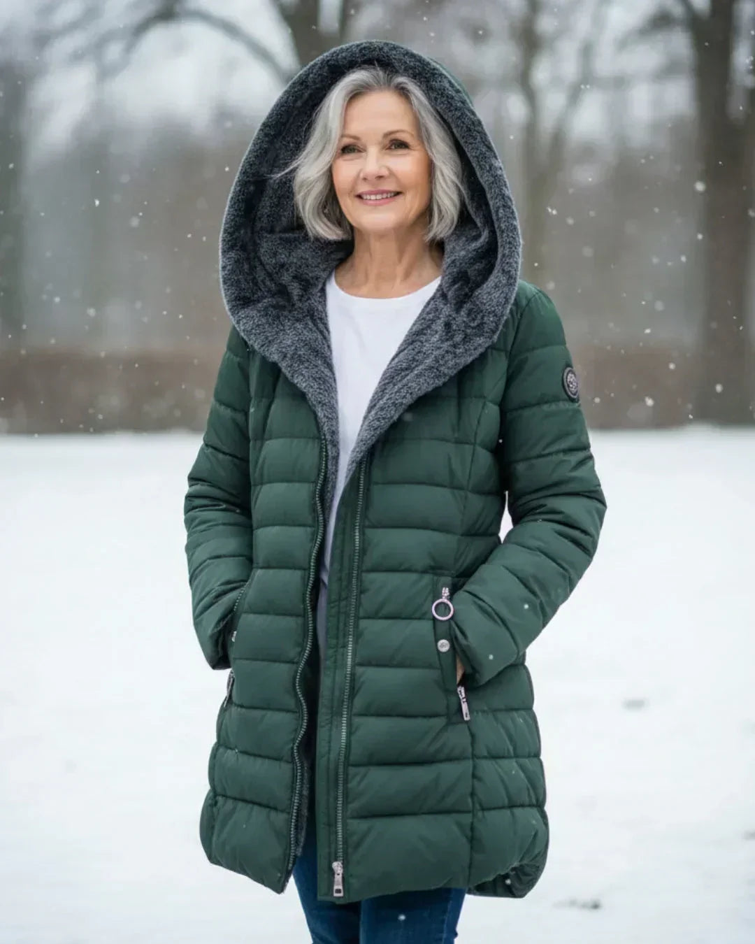Manteau d'hiver femme doublé polaire capuche amovible