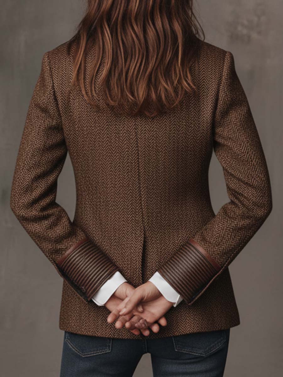 Ines Paris | Blazer femme chevrons à empiècements imprimés, coupe structurée