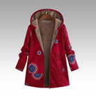 Ines Paris | Veste longue femme imprimé bohème, capuche doublée peluche