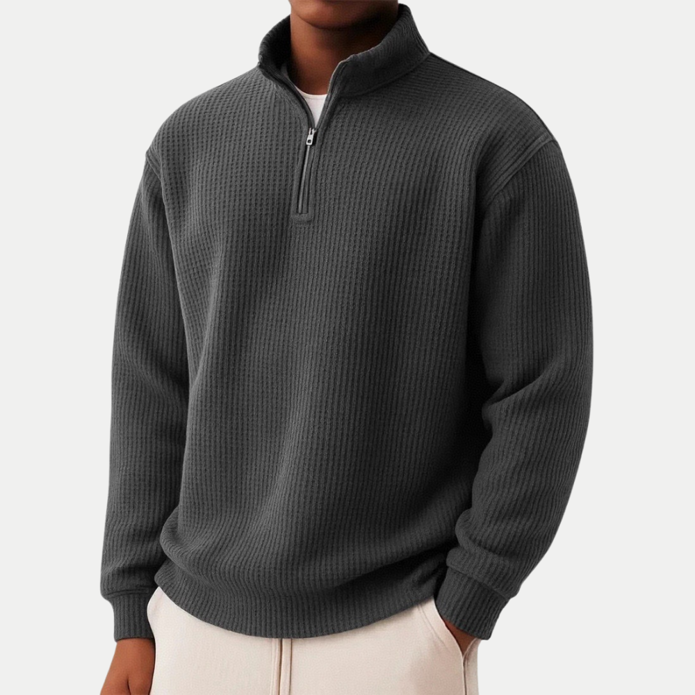 Pull col camionneur homme zippé, coupe décontractée