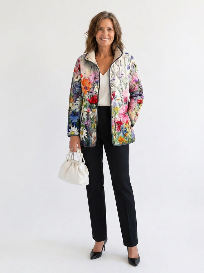 Ines Paris | Veste Matelassée Femme Imprimé Fleuri Demi-Saison