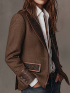 Ines Paris | Blazer femme chevrons à empiècements imprimés, coupe structurée