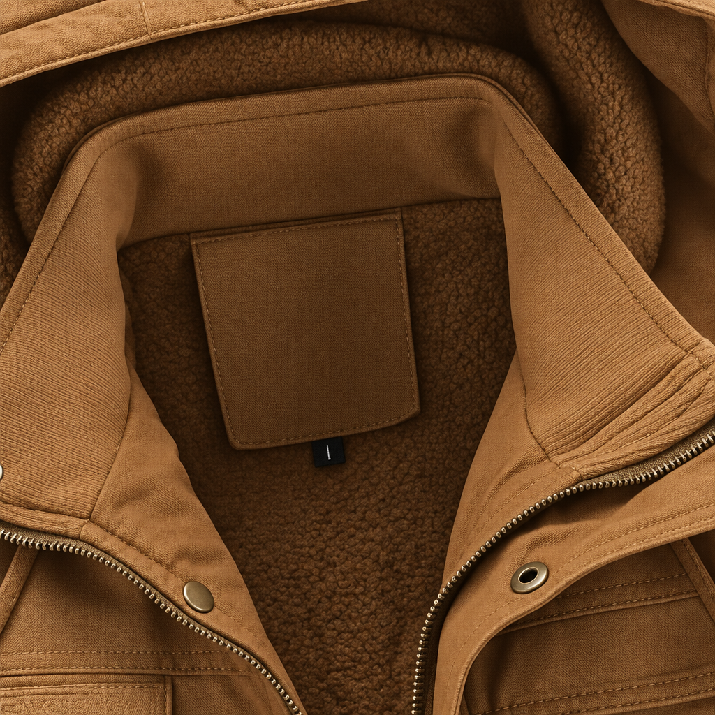 Veste à capuche homme, zip et boutons, poches multiples