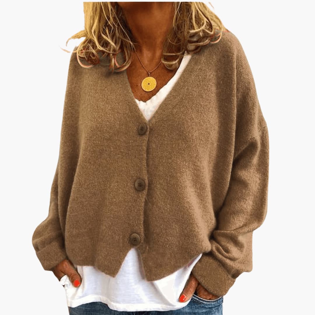 Ines Paris | Cardigan femme col V en maille douce boutonné