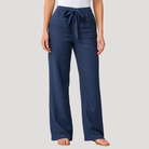 Ines Paris | Pantalon en Lin Femme Taille Élastique Coupe Droite Grande Taille