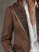 Ines Paris | Blazer femme chevrons à empiècements imprimés, coupe structurée