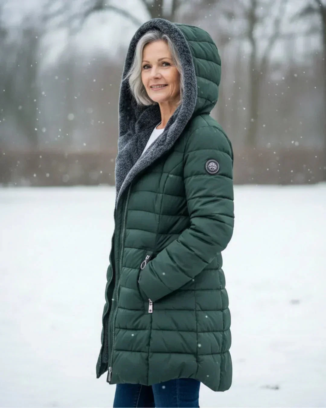 Manteau d'hiver femme doublé polaire capuche amovible