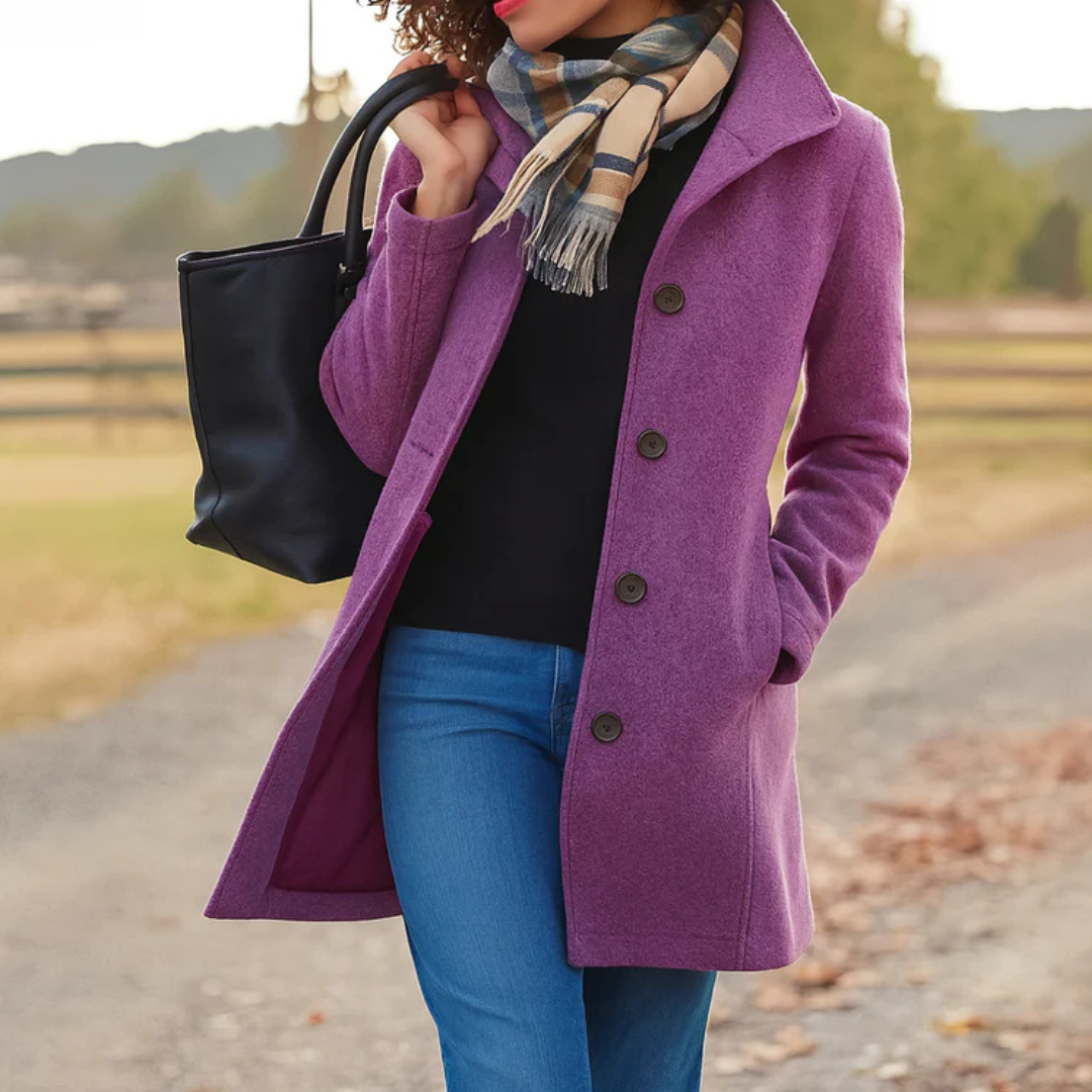Ines Paris | Manteau classique femme effet drap de laine – Écharpe assortie