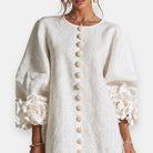 Ines Paris | Robe Fleurie Femme Fleurs en Relief Manches Ballon