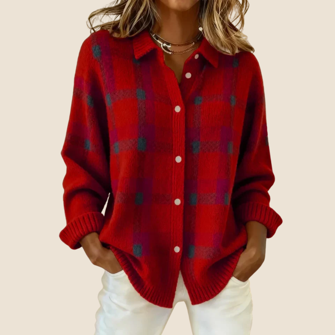 Ines Paris | Pull femme à carreaux avec col