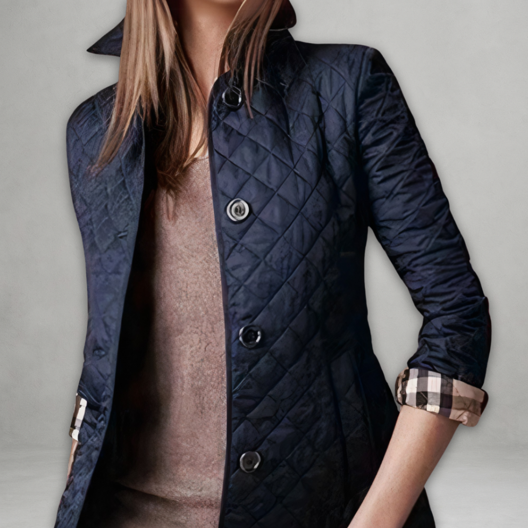Ines Paris | Veste matelassée femme cintrée, col montant et doublure à carreaux