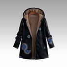 Ines Paris | Veste longue femme imprimé bohème, capuche doublée peluche