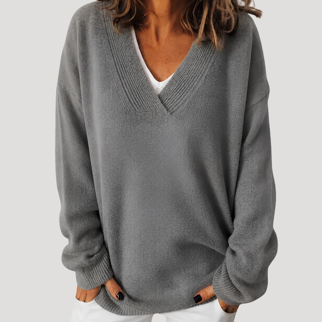 Ines Paris | Pull col V profond femme manches longues – Grande taille