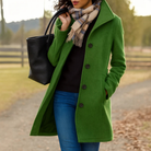 Manteau long femme boutonné coupe droite