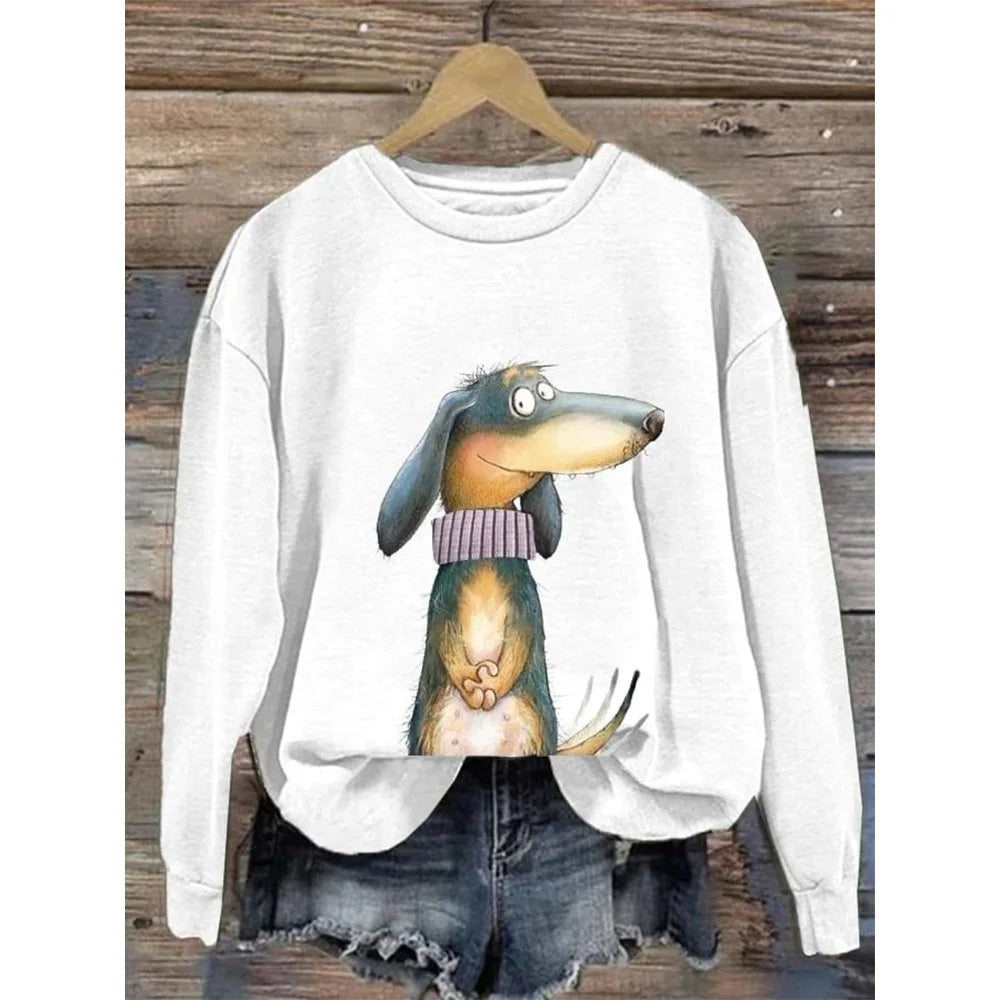 Ines Paris | Sweat Femme Motif Chien Col Rond Coupe Ample