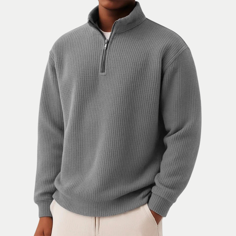 Pull col camionneur homme zippé, coupe décontractée