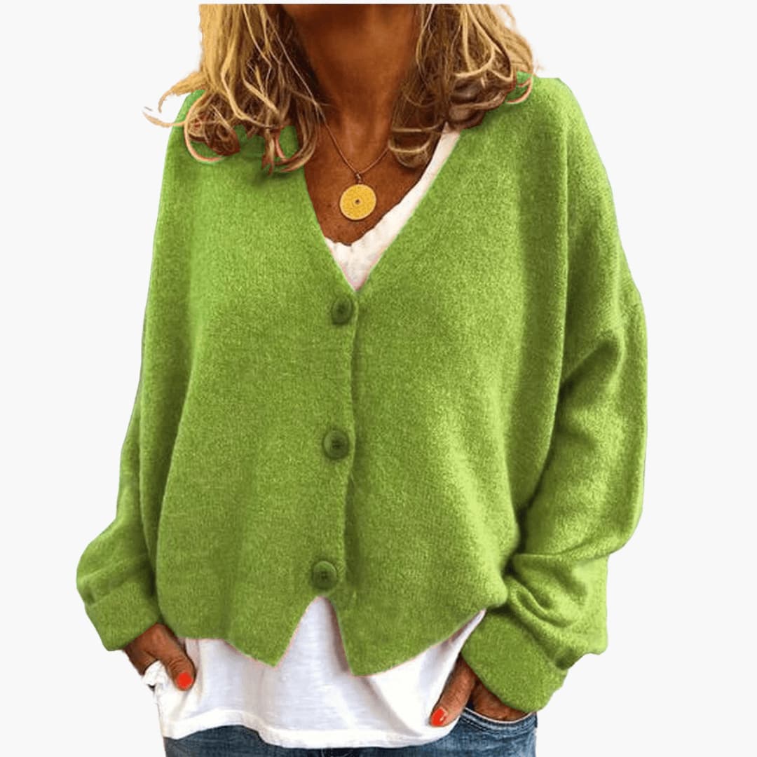 Ines Paris | Cardigan femme col V en maille douce boutonné