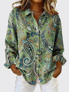 Chemise femme imprimé paisley, coupe ample à manches longues