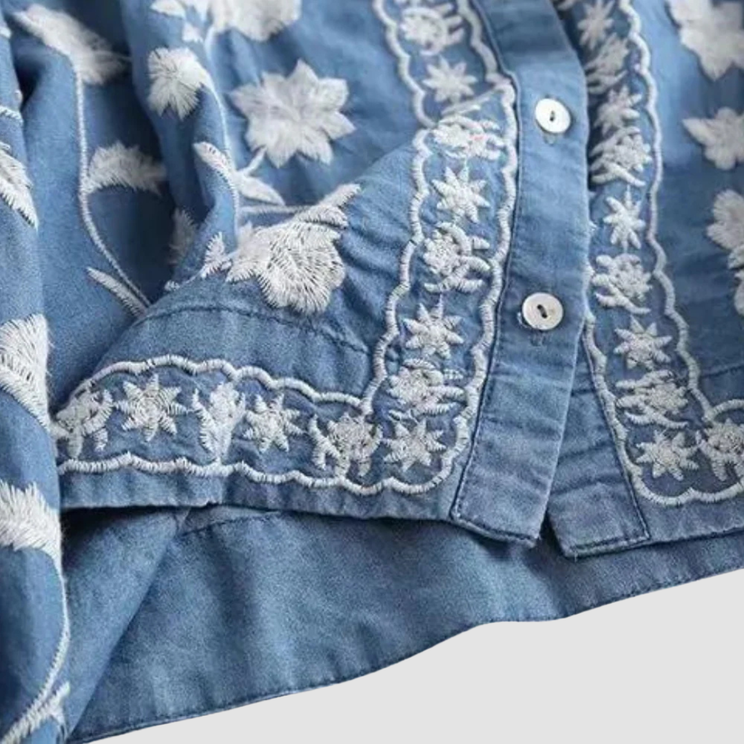 Ines Paris | Gilet femme en maille à broderie florale