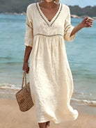 Ines Paris | Robe en Coton Femme Col V Coupe Fluide