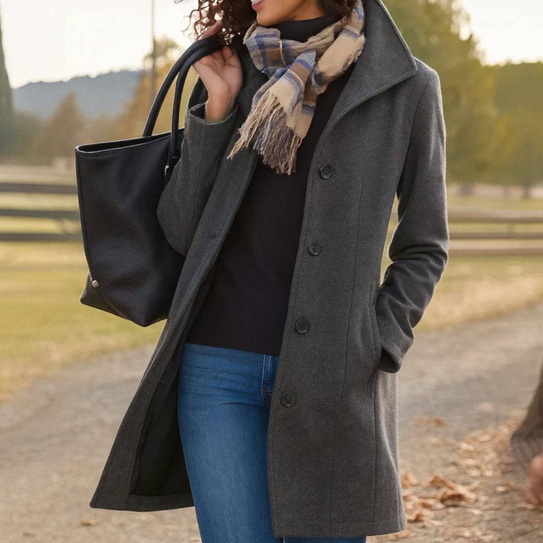 Ines Paris | Manteau classique femme effet drap de laine – Écharpe assortie