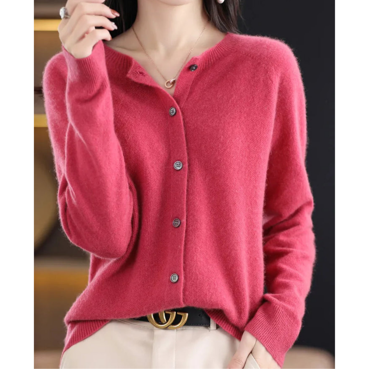Ines Paris | Gilet en Maille Femme Col Rond Boutonné Hiver