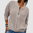 Ines Paris | Gilet Tricoté Zippé Femme en Maille Demi-Saison