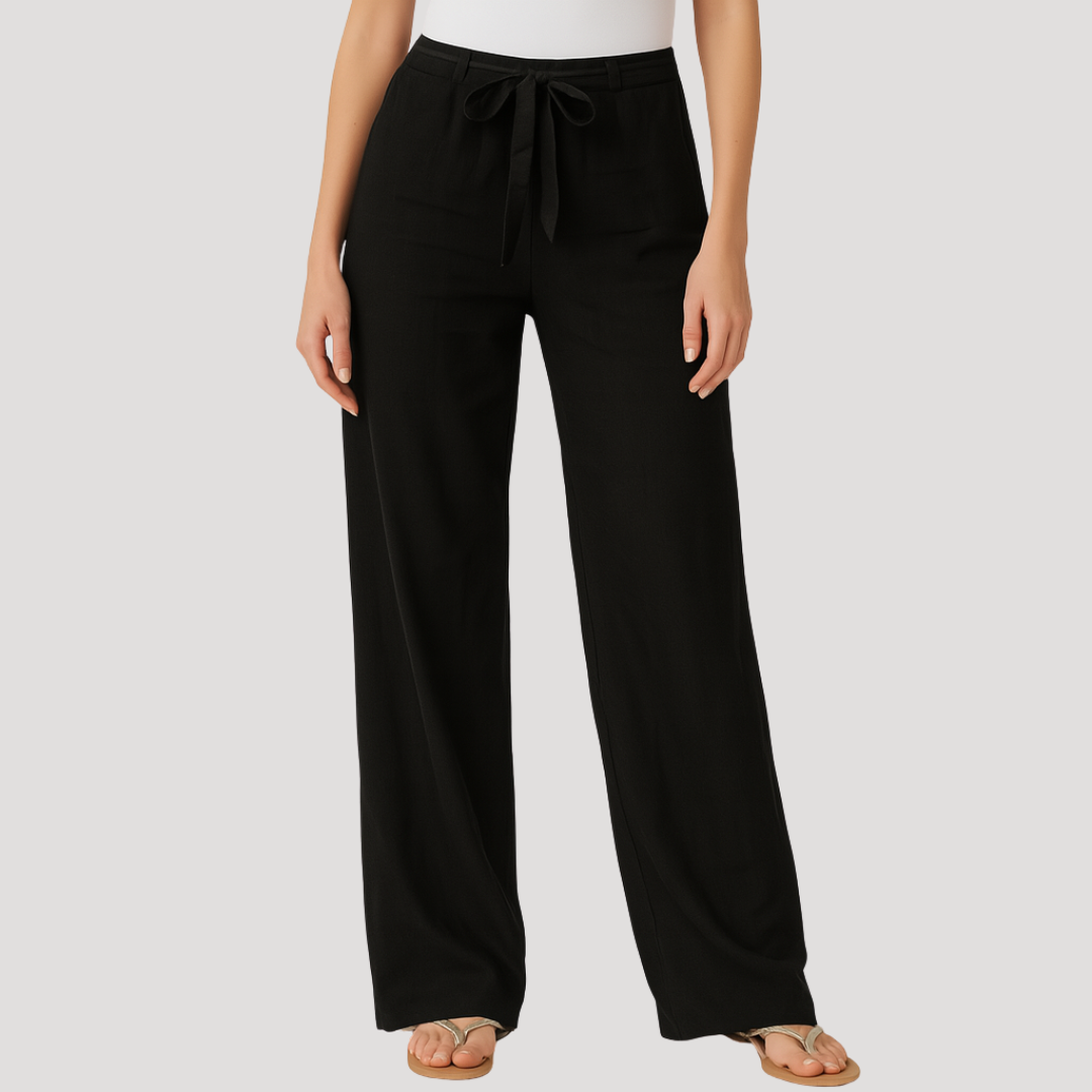 Ines Paris | Pantalon en Lin Femme Taille Élastique Coupe Droite Grande Taille