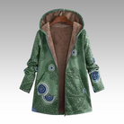 Ines Paris | Veste longue femme imprimé bohème, capuche doublée peluche