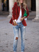 Ines Paris | Blazer velours femme cintré à boutons dorés