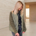 Veste matelassée femme manches en maille zippée