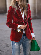 Ines Paris | Blazer velours femme cintré à boutons dorés