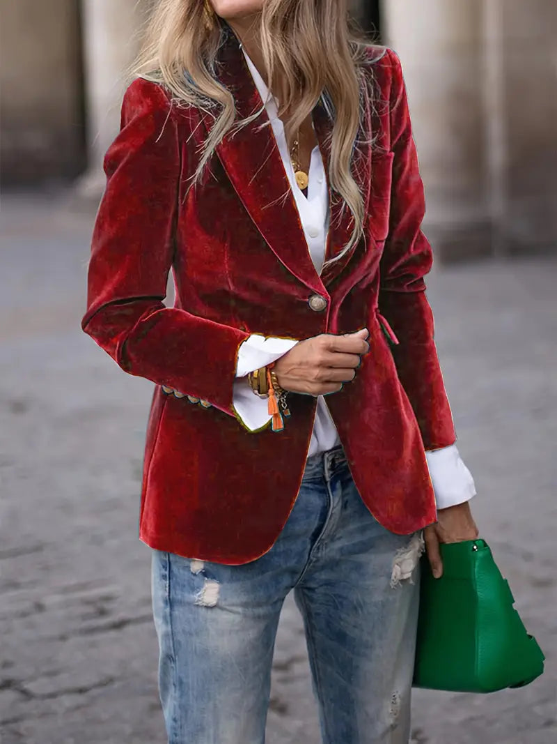 Ines Paris | Blazer velours femme cintré à boutons dorés
