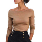 Ines Paris | Pull Femme Épaules Dénudées – Maille Extensible Camel