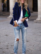 Ines Paris | Blazer velours femme cintré à boutons dorés