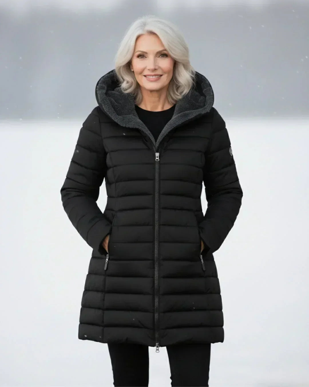 Manteau d'hiver femme doublé polaire capuche amovible