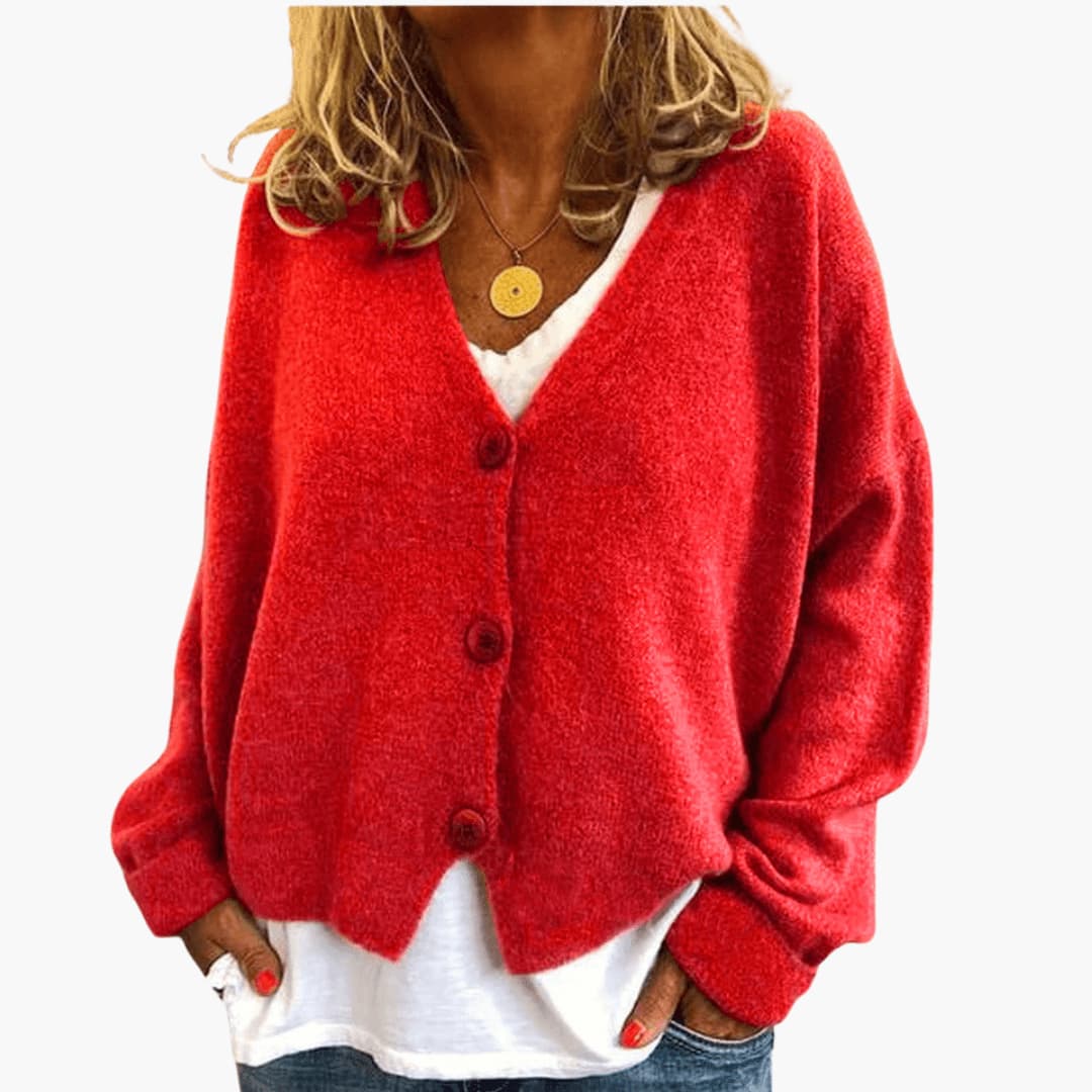 Ines Paris | Cardigan femme col V en maille douce boutonné