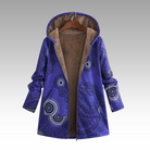 Ines Paris | Veste longue femme imprimé bohème, capuche doublée peluche