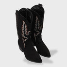 Ines Paris | Bottes Cowboy Femme Brodées Effet Daim Talon Bas