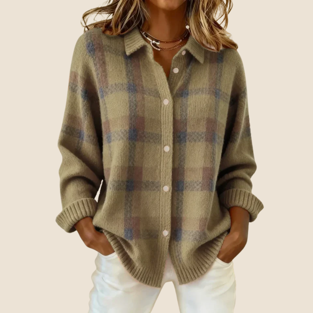 Ines Paris | Pull femme à carreaux avec col