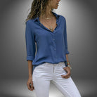 Ines Paris | Blouse femme boutonnée col ouvert, coupe fluide